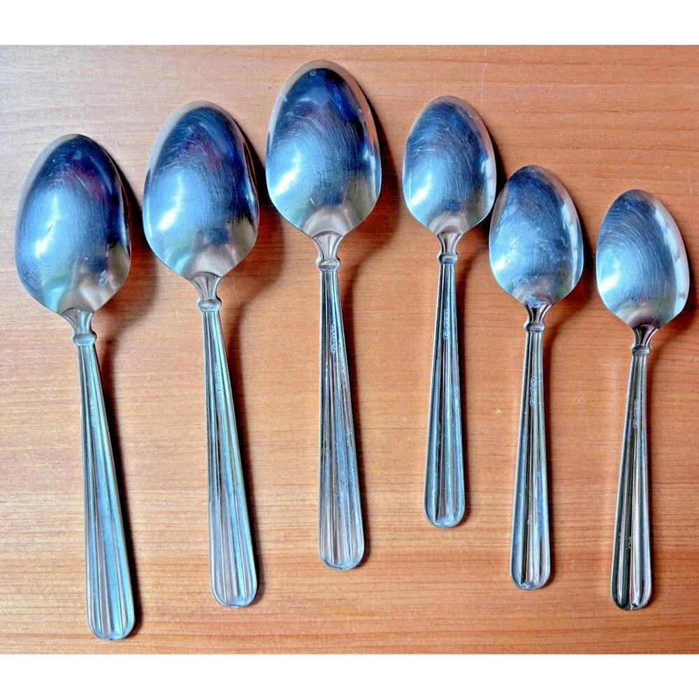 Oneida Unity Silverware 6 Spoons Stainless Flatware 3 Soup & 3 Tea Spoons USA